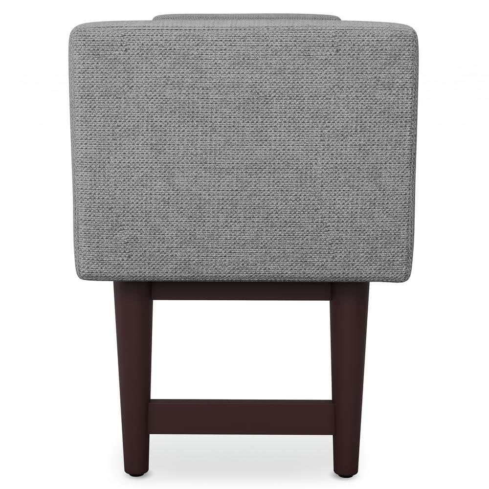 Pewter Grey Linen Upholstered Ottoman Bench with Raised Sides