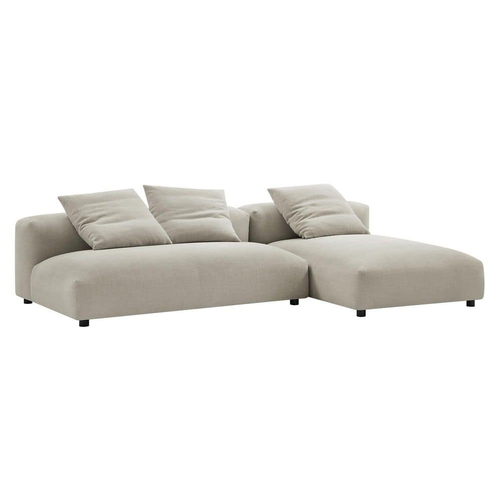 Solace 2-Piece Modular Upholstered Fabric Sectional Sofa With Chaise in. Linen