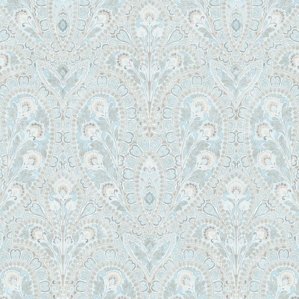Norwall Ornamental Blues & Greys Vinyl Wallpaper (Covers 55 sq. ft.)