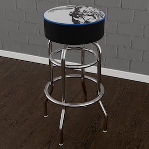 United States Army The Horn Calls 31 in. Blue Backless Metal Bar Stool with Vinyl Seat