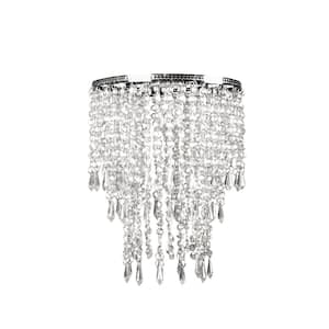 9 in. x 12 in. 1-Light Faux Crystal & Chrome Pendant Triple Layer Lamp Shade