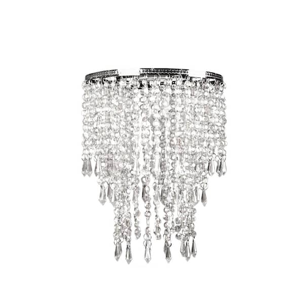 Tadpoles 9 in. x 12 in. 1-Light Faux Crystal & Chrome Pendant Triple Layer Lamp Shade