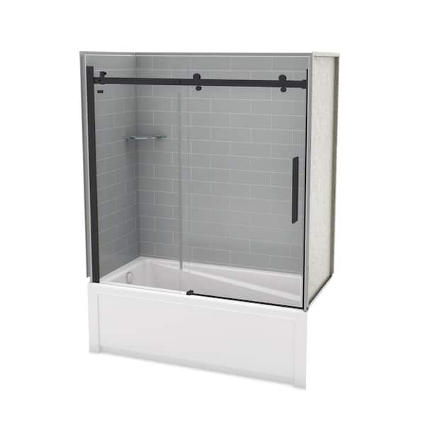 MAAX Utile Metro 32 in. x 60 in. x 81 in. Bath and Shower Combo in Thunder  Grey, New Town Right Drain, Halo Door Matte Black 106913-301-019-107 - The  Home Depot