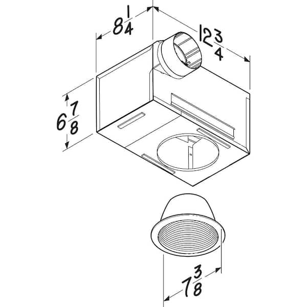 White Adjustable 50-80 CFM Ceiling Bathroom Exhaust Fan with Light Easy Change Trim Kit, ENERGY STAR