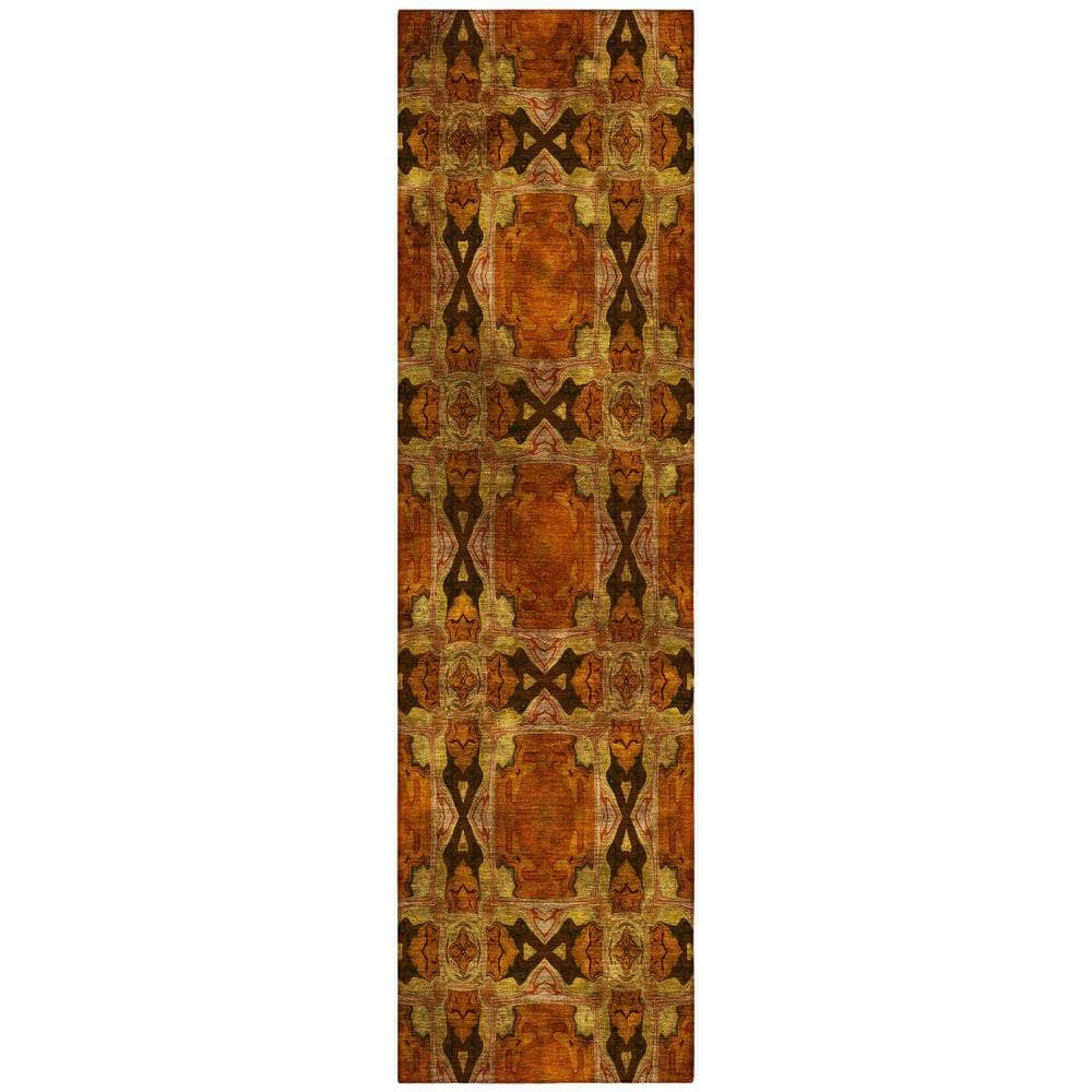Orange and Rust 2 ft. x 8 ft. Woven Floral;Medallion Runner Indoor/Outdoor Area Rug price history on PriceWatchPro