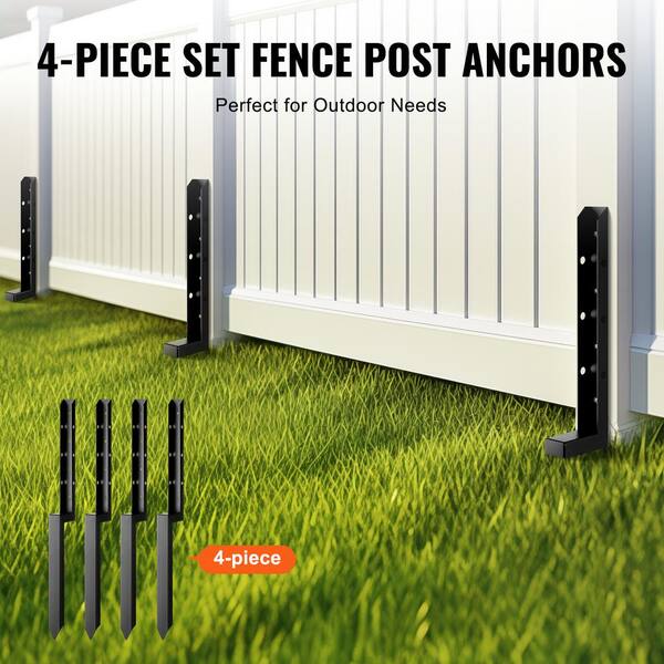 VEVOR Fence Post Anchor Repair Kit 4-Pack Inner Diameter 2 in. x 2 in. Heavy-Duty Steel Fence Post Support Stakes