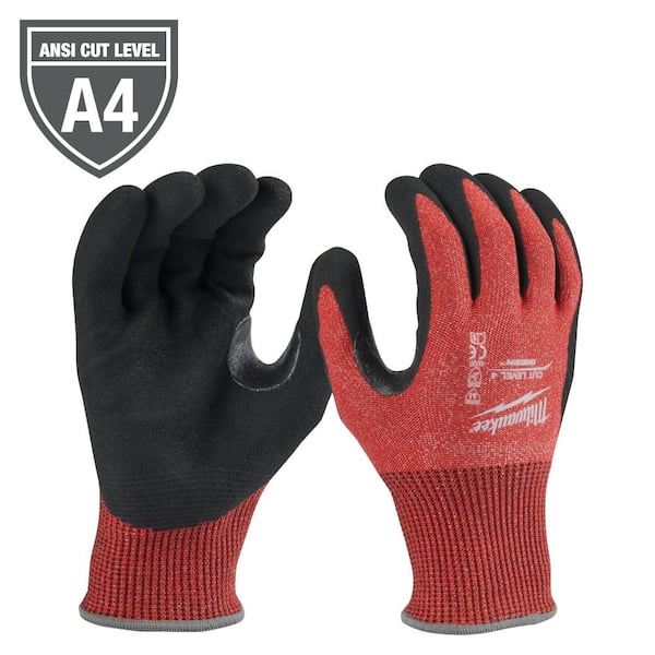 Milwaukee Medium Red Nitrile Level 4 Cut Resistant Dipped Work Gloves ...