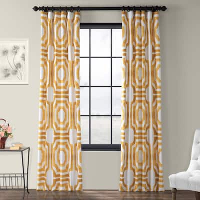 Exclusive Fabrics Furnishings Mecca Gold Geometric Rod Pocket Room Darkening Curtain 50 In W X 120 L Prtw D23c The Home Depot Exclusive Fabrics Furnishings Mecca, Navy And Gold Curtains