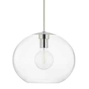 Margot 1-light Polished Nickel Extra Large Pendant with Clear Glass Shade