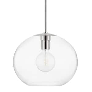 Margot 1-light Polished Nickel Finish Extra Large Pendant Light with Clear Glass Shade
