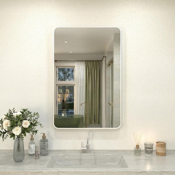 Kielo 24 in. W x 36 in. H Rectangular Framed Wall Bathroom Vanity Mirror in Brushed Nickel