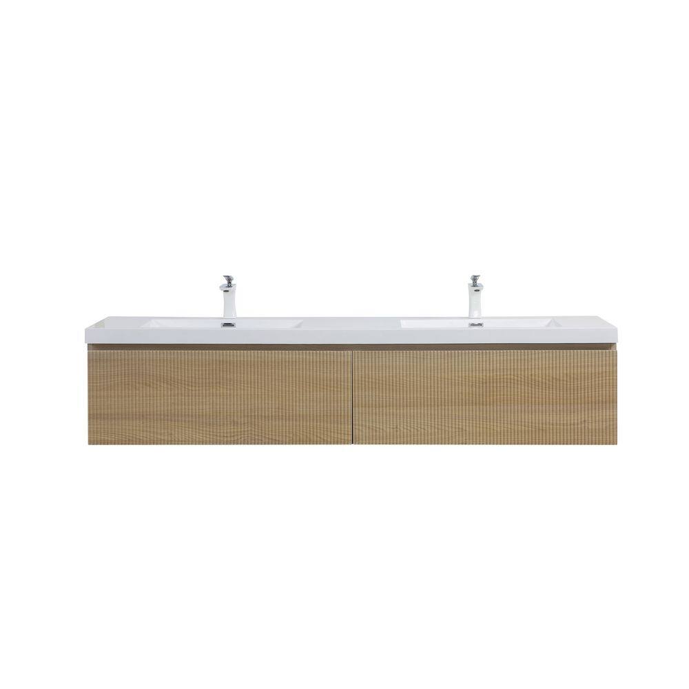 70.87 in. Double Sink Floating Natural Oak Bath Vanity with White Solid Surface Top Assemble price history on PriceWatchPro
