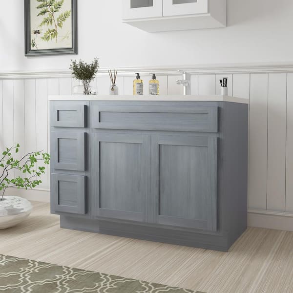 Vanity Art 45 in. W x 21 in. D x 32.5 in. H Bath Vanity Cabinet without Top in Gray