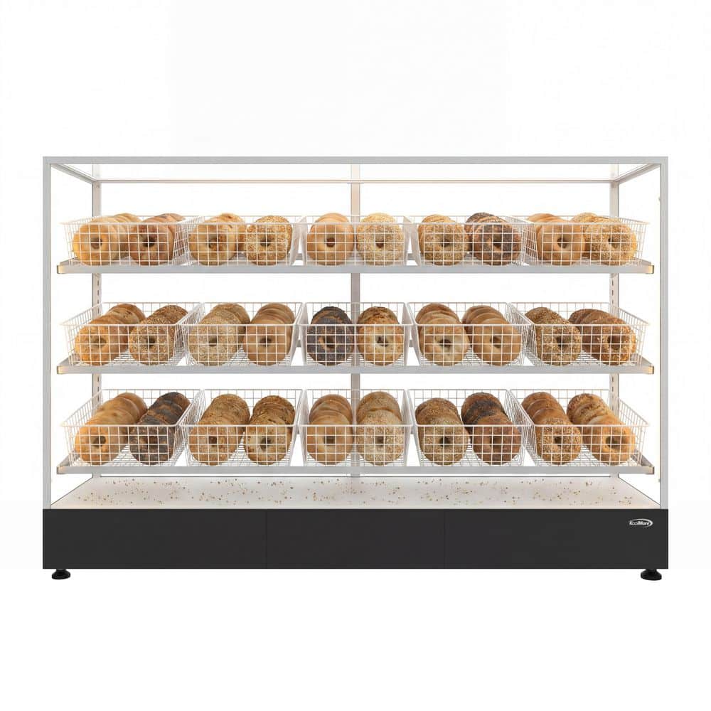 Koolmore 73 in. Tempered Glass Floor Standing Bagel Bakery Display Case ...