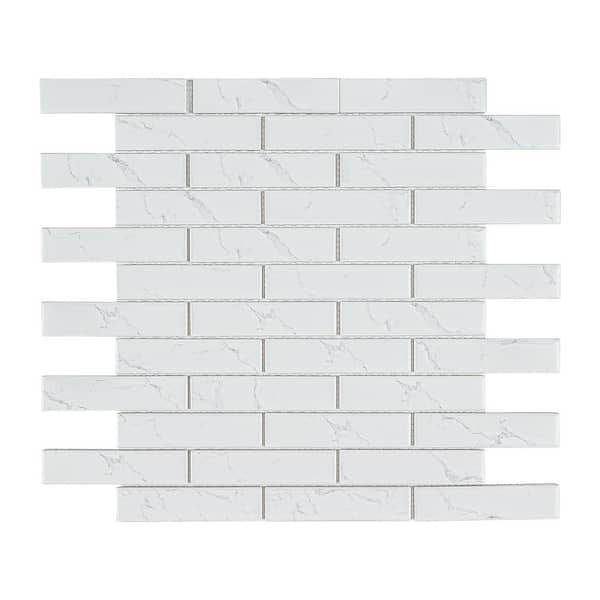 MSI - Carrara Subway 12 in. x 12 in. x 0.24 in. Matte Porcelain Mesh-Mounted Mosaic Floor and Wall Tile (0.98 sq. ft./Each)