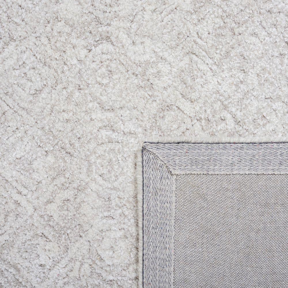 Light Grey Tufted Wool and Silk 3' x 5' Area Rug