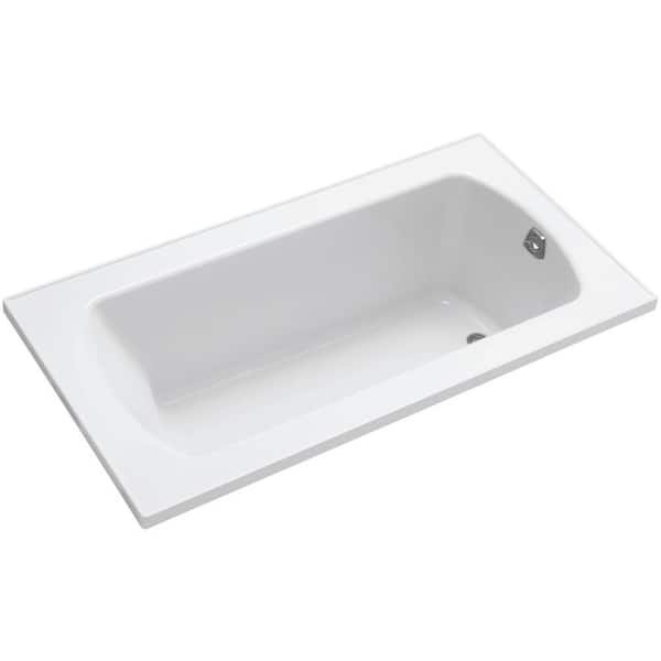 STERLING Lawson 5 ft. Rectangular Drop-in Reversible Drain Decked Bathtub in White