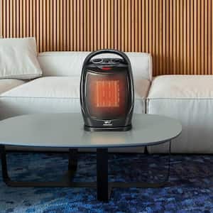 750-Watt /1500-Watt in Black Portable Oscillating Ceramic Heater with Tip-Over Safety Switch and Handle