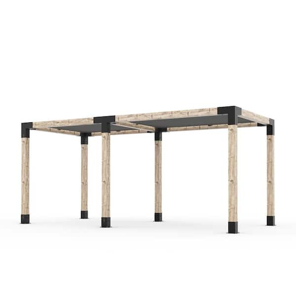 TOJA GRID 8 ft. x 18 ft. Double Pergola Kit with 2 Graphite Shade Sails, for 6x6 Wood