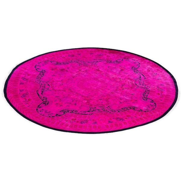 Overdyed Pink 8 ft. x 8 ft. Solid Wool Indoor Area Rug