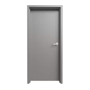 36 in. x 80 in. Left-Handed Gray Primed Steel Commercial Door Kit with Cylindrical Lock and 180 Minute Fire Rating
