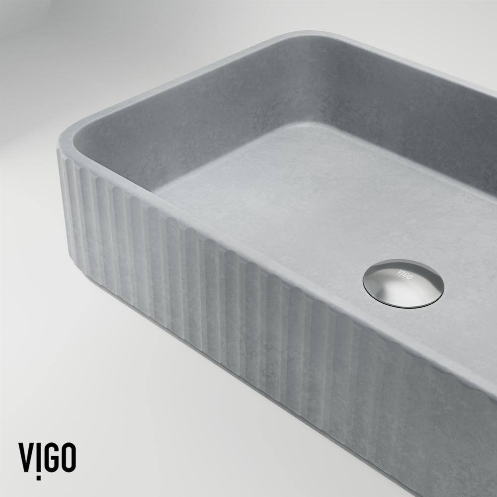 Gray Rectangular Concrete Above-Counter Bathroom Vessel Sink