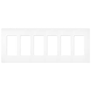 Claro 6 Gang Wall Plate for Decorator/Rocker Switches, Satin, Brilliant White (SC-6-BW) (1-Pack)