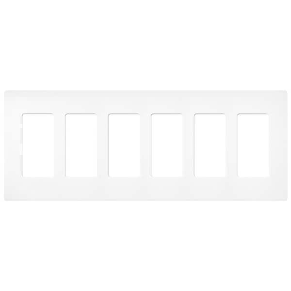 Lutron Claro 6 Gang Wall Plate for Decorator/Rocker Switches, Satin, Brilliant White (SC-6-BW) (1-Pack)