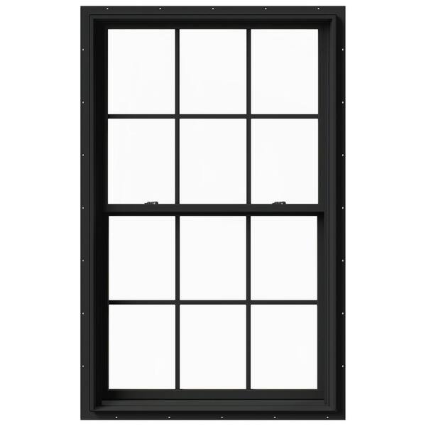 JELD-WEN 37.375 in. x 60 in. W-2500 Series Bronze Painted Clad Wood Double Hung Window w/ Natural Interior and Screen