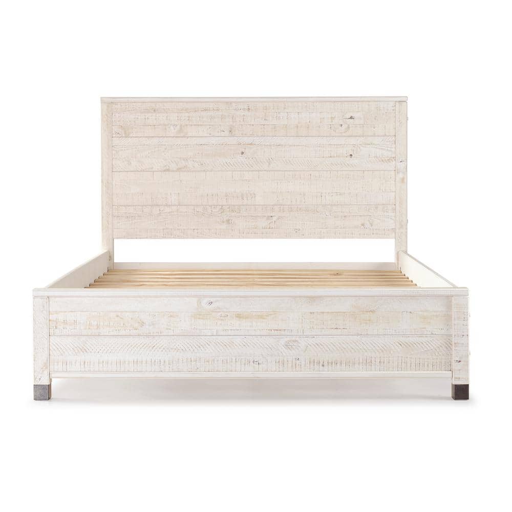 Baja Queen-Sized Rustic Pine Wood Platform Bed with Slatted Foundation