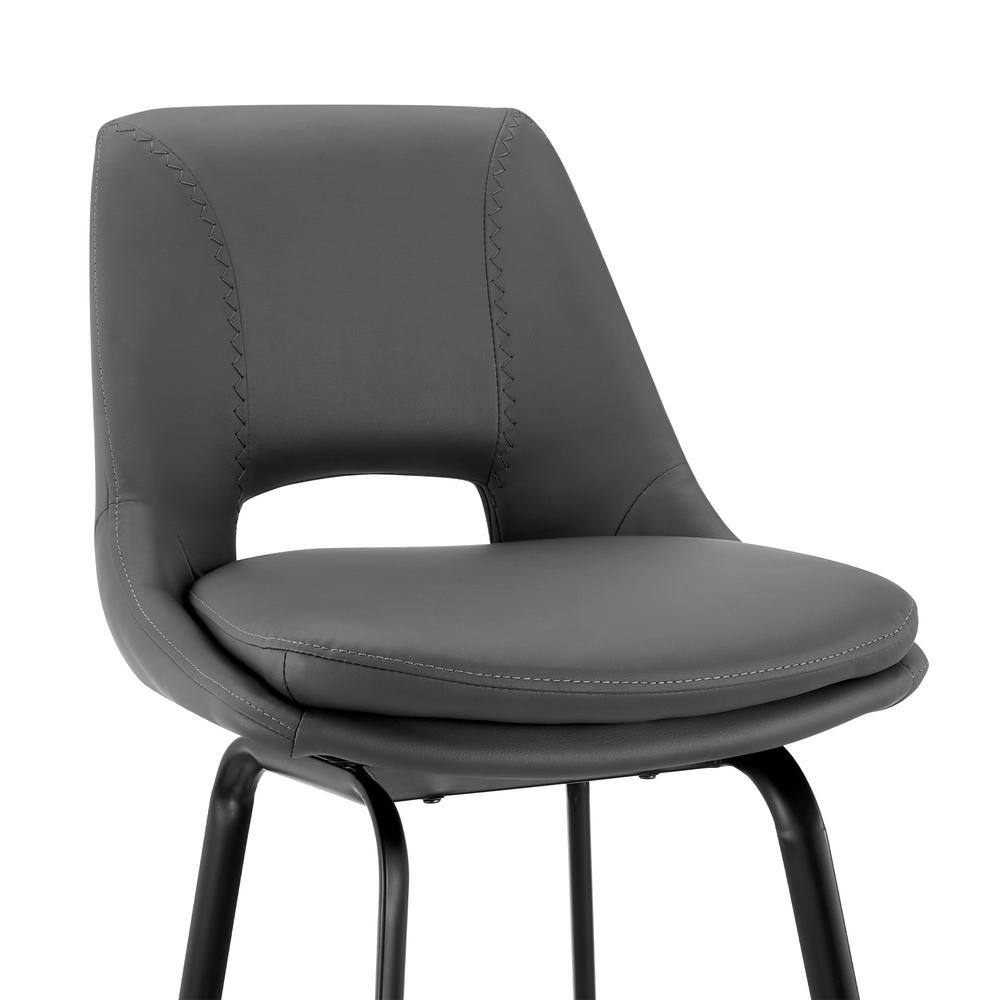 Gray Faux Leather and Metal Swivel Counter Stool