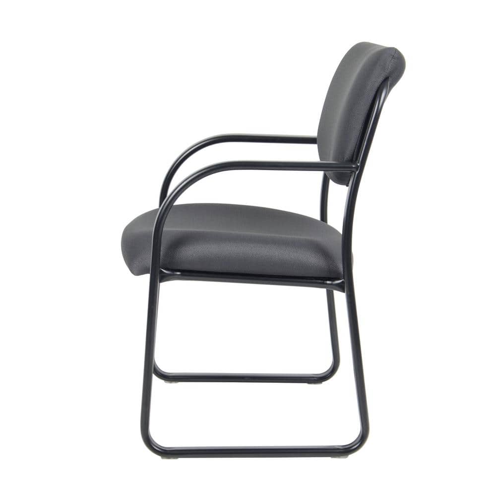 Elegant Gray Fabric Guest Chair with Metal Wood Frame
