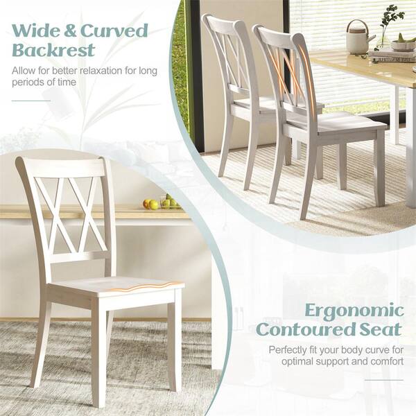 Costway White Wood Ergonomic Chair Set of 2 HCST01678 - The Home Depot