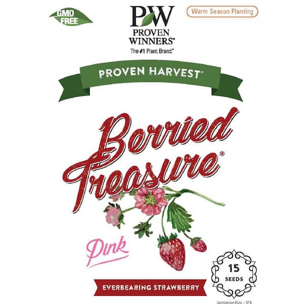 PROVEN WINNERS 15-Count Seeds Berried Treasure Pink - Strawberry (Fragaria) Pink Flowers and Red Strawberries