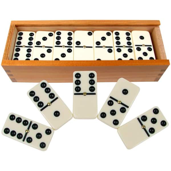 Hey! Play! 28-Piece Double-Six Dominoes Set with Case HW3500038 - The Home  Depot