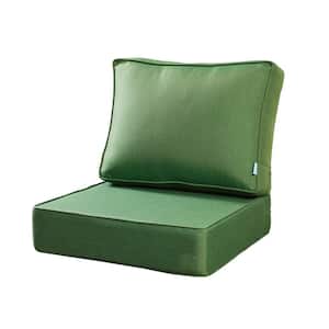 Outdoor Deep Seat Square Cushion/Pillow Set 24x24" 18x24", for Lounge Chair Loveseat Bench (Invisible Green)