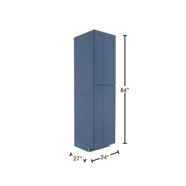 LIFEART CABINETRY Lancaster Blue Plywood Shaker Stock Assembled Tall Pantry Kitchen Cabinet 30 in. W x 84 in. D H x 27 in. D