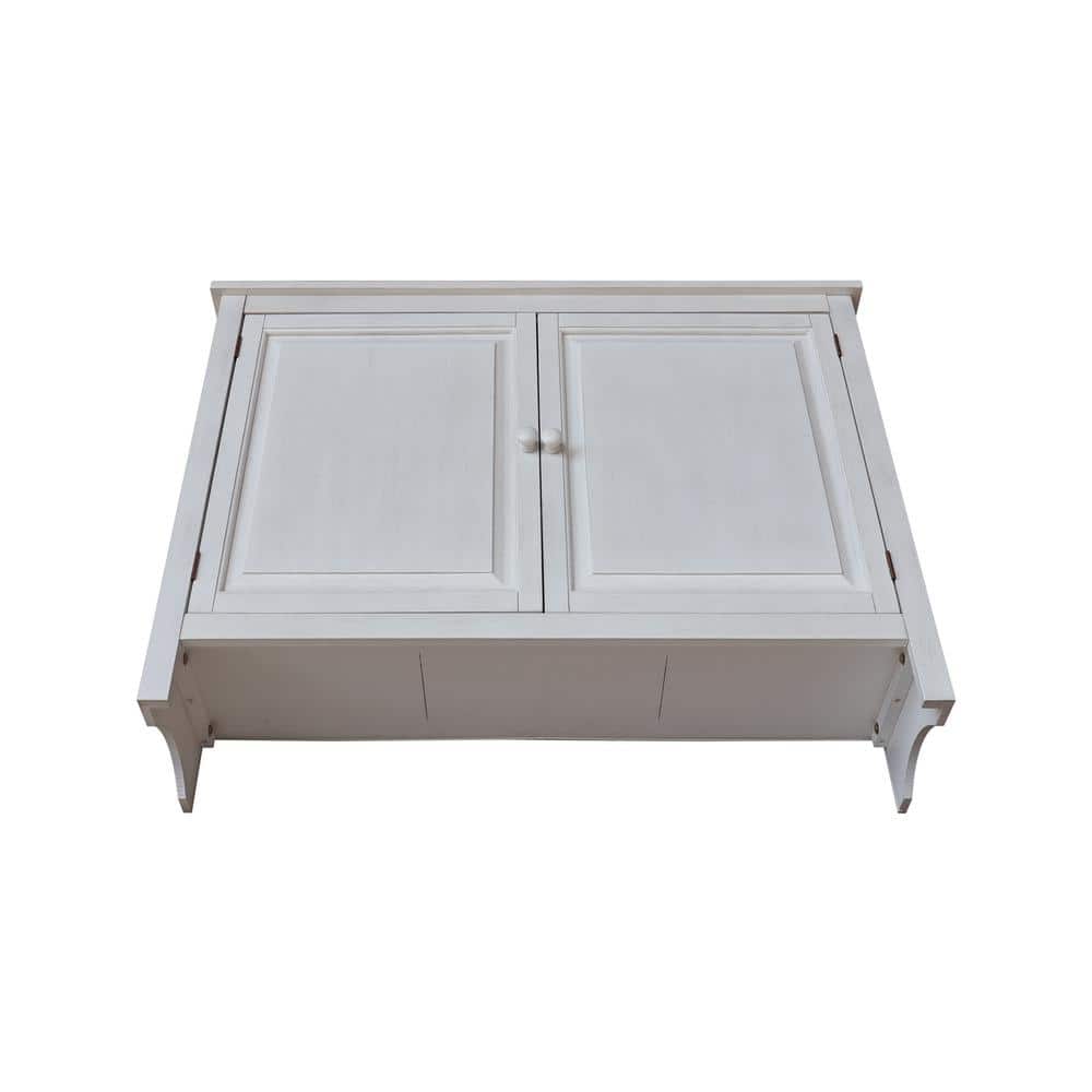 Chalk White Solid Wood Hall Storage Cabinet with Adjustable Shelves