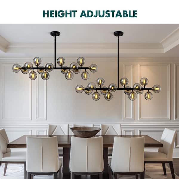 odern 8-Light Sputnik Chandelier in Black for Dining Roo and Kitchen