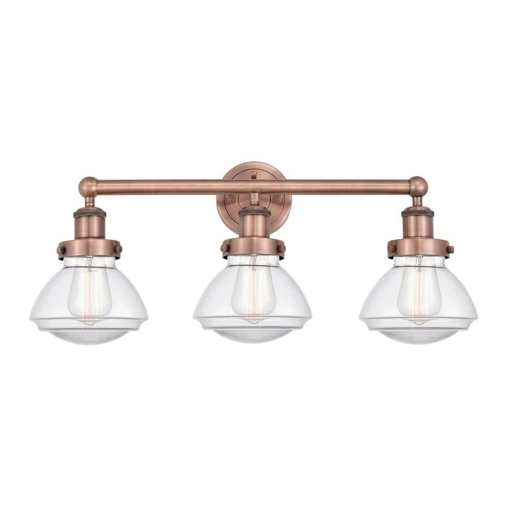 Olean 24.5 in. 3-Light Antique Copper Vanity Light with Glass Shade price history on PriceWatchPro