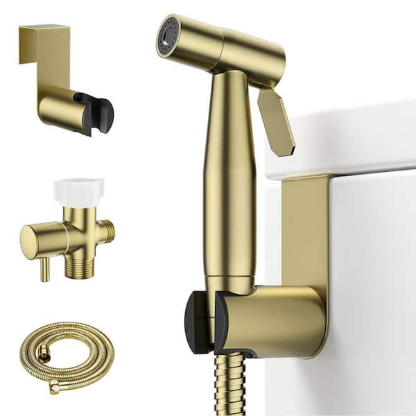 Gold Handheld Toilet Bidet Sprayer Bidet Attachment with Adjustable Water Pressure Control Stainless Steel Hose