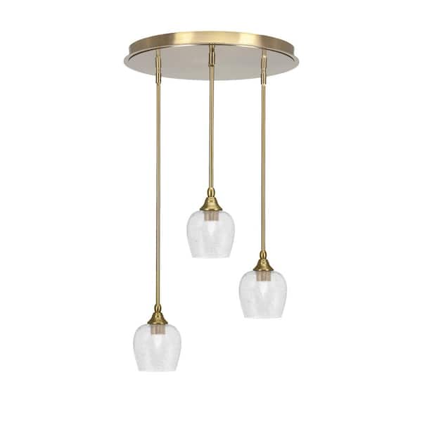Unbranded Villa 3 Light New Age Brass Pendant, Cluster Pendant Light with 6 in. Smoke Bubble Glass Shades, No bulb Included