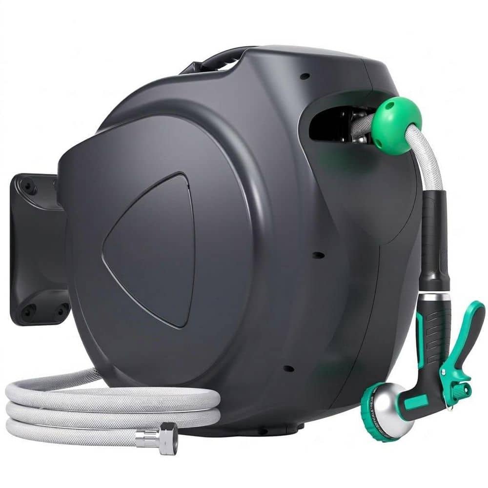 5/8 in. x 100 ft. Heavy-Duty Retractable Garden Hose Reel with 9-Pattern Nozzle, Kink-Resistant Hose, 1 Piece price history on PriceWatchPro