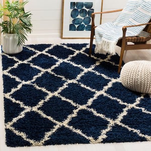 Dallas Shag Navy/Ivory 6 ft. x 9 ft. Geometric Area Rug