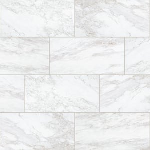 QuicTile Enchanting Marble Matte 3 in. x 6 in. Porcelain Locking Floor Tile Sample