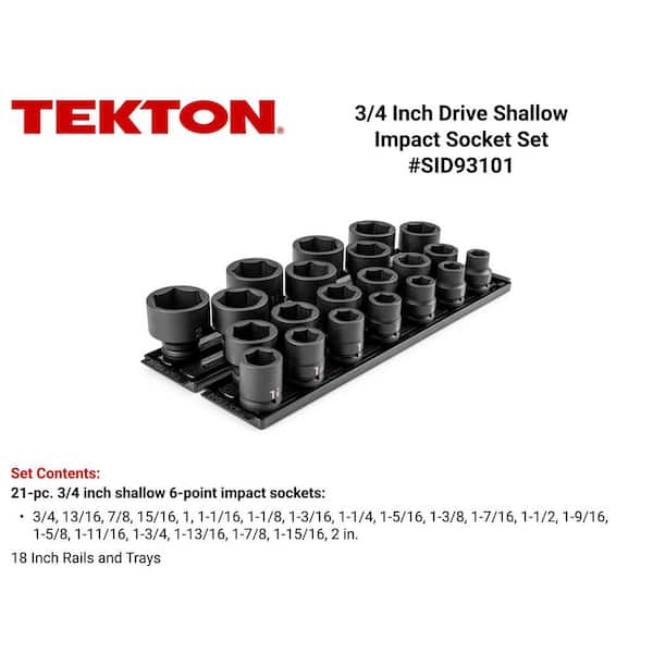 3/4 in. Drive 6-Point Impact Socket Set with Rails and Trays, 21-Piece (3/4-2 in. )