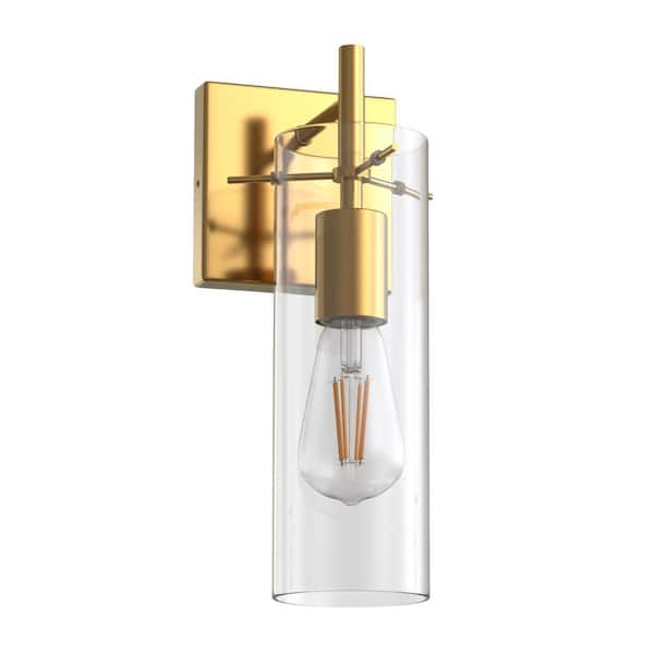 5 in. 1-Light Gold Wall Sconces Modern Bathroom Vanity Light Fixtures with Glass Shades for Bedroom, Hallway, Kitchen