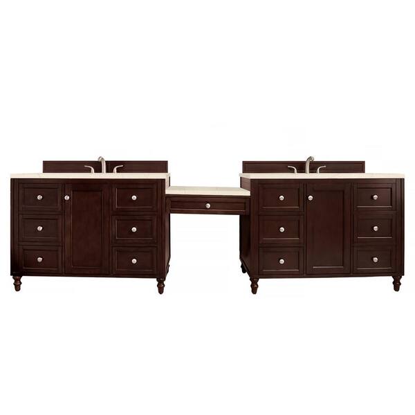 James Martin Vanities Copper Cove Encore 122 in. W x 23.5 in. D x 36.3 in. H Bathroom Vanity in Burnished Mahogany with Eternal Marfil Top