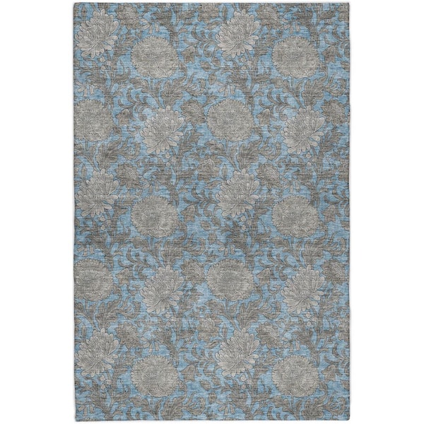 Dream Shag Premium Machine Washable Abstract ADS677 Blue 8 ft. x 10 ft. Area Rug