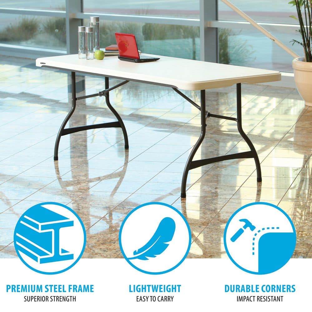 Lifetime 6-Foot White Granite Folding Utility Table with Metal Frame